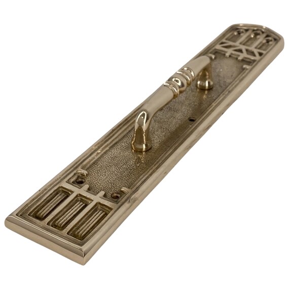 Polished Brass Gothic Greek Revival Style Door Pull with Arched Top