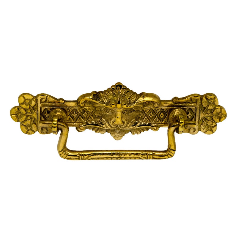 Dresser Drawer Pull Old Man Wind Polished Brass Old Style Etsy