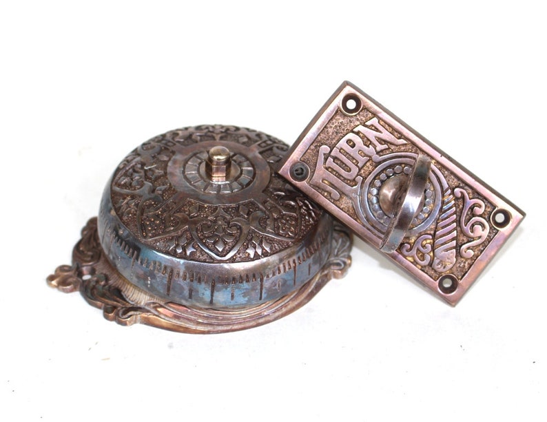 Bronze Twist Door Bell Antique Replica Non Electric Hand Crank Etsy