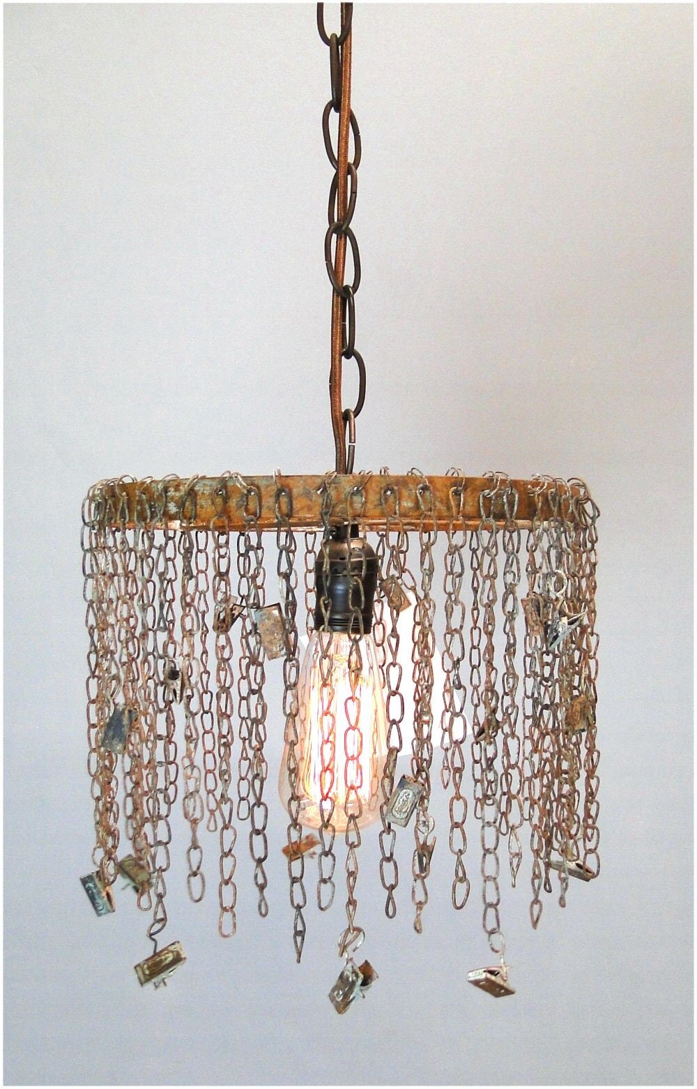 Chain Link Pendant Lamp Light w Clips for Photos Pictures Etsy