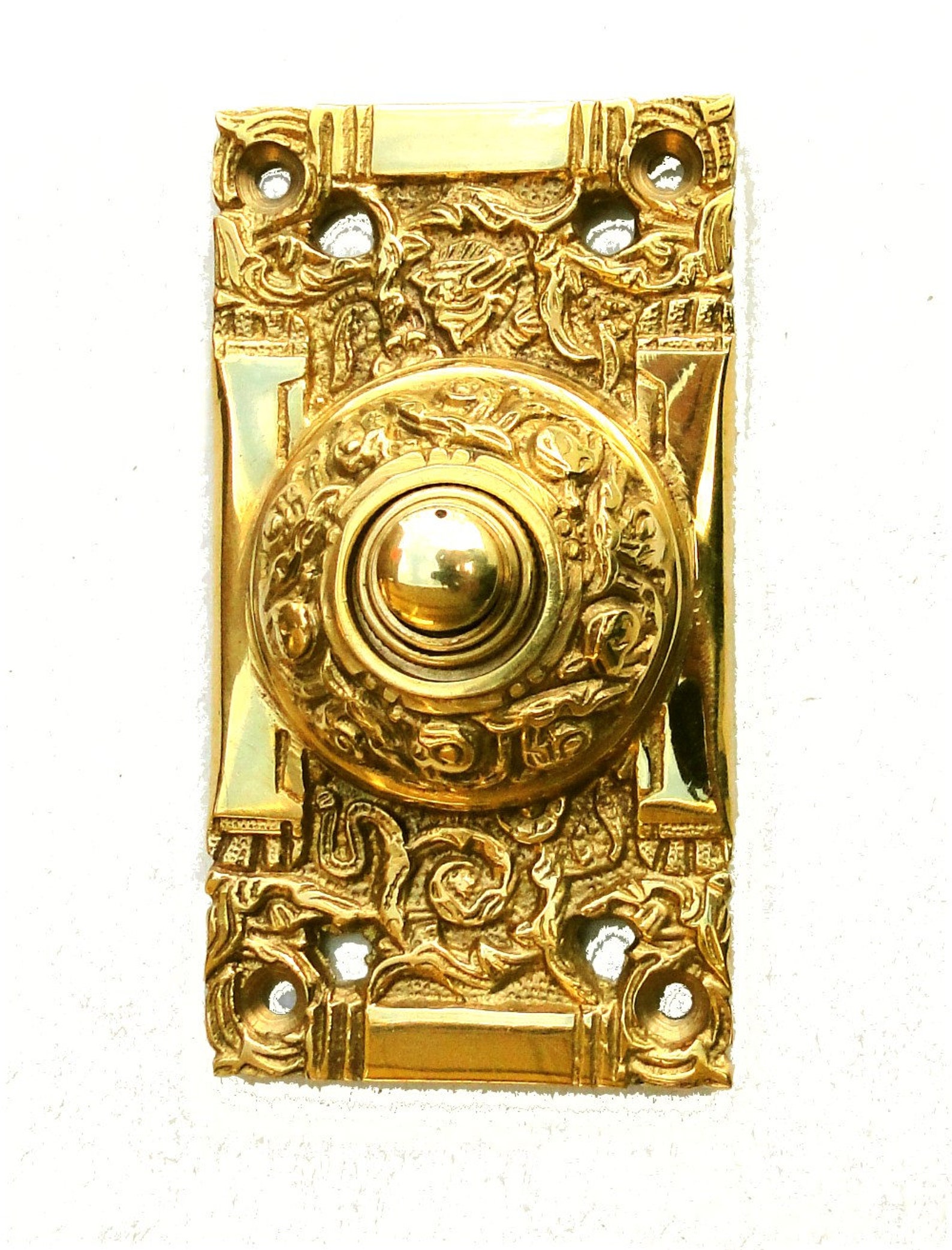 Push Button Electric Door Bell in Brass Antique Replica Etsy