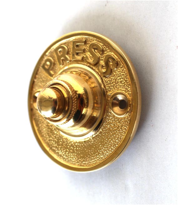 Press Solid Brass Old Antique Style Round Retro Door Bell Push Etsy