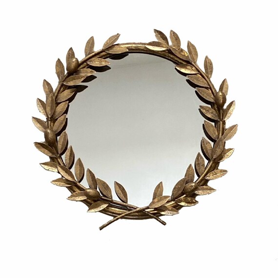 Metal Laurel Greek Roman Wreath Wall Mirror Antique Gold Leaf | Etsy