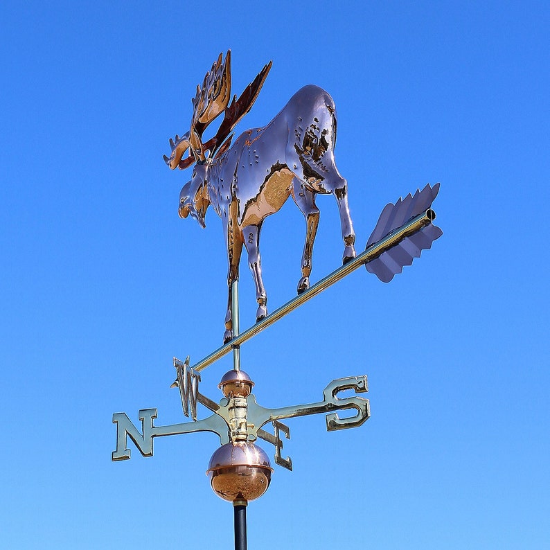 Moose Weathervane in Copper With Directionals 34 Long Etsy