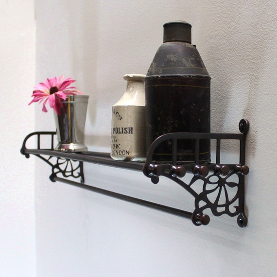 Bronze towel outlet bar with shelf
