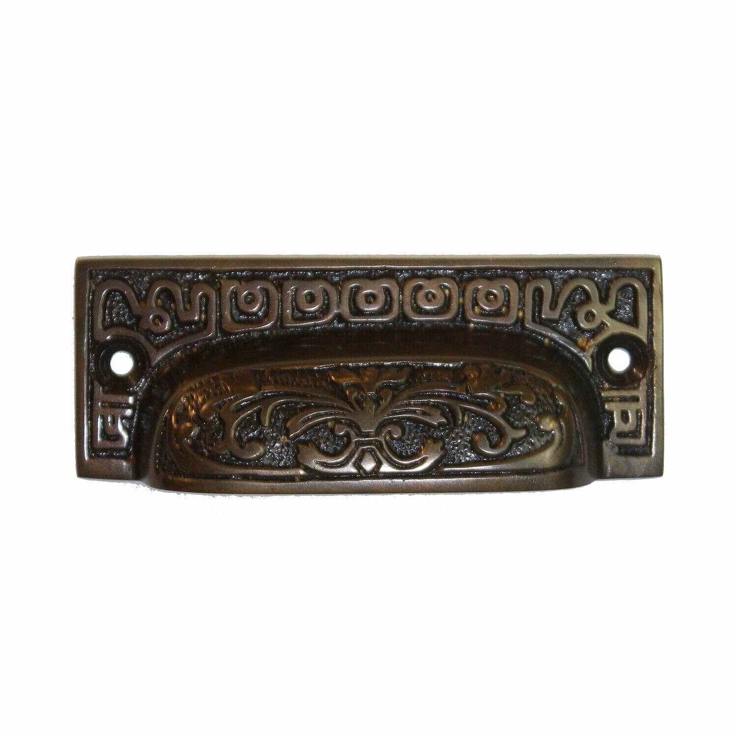 Solid Brass DARKENED Bin Pull Antique Hardware replica Victorian vintage style Solid Brass DARKENED Bin Pull Antique Hardware replica Victorian vintage style
