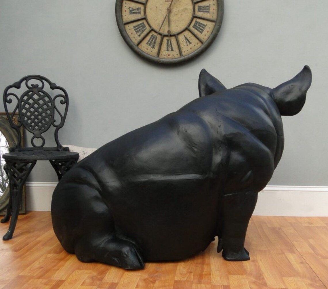 Big Pig Sculpture in Black or Pink Large Wilbur Statue Etsy
