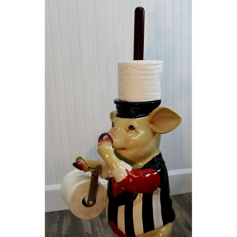 Pig Holding Nose Toilet Paper Holder and Extra Roll Bathroom Etsy