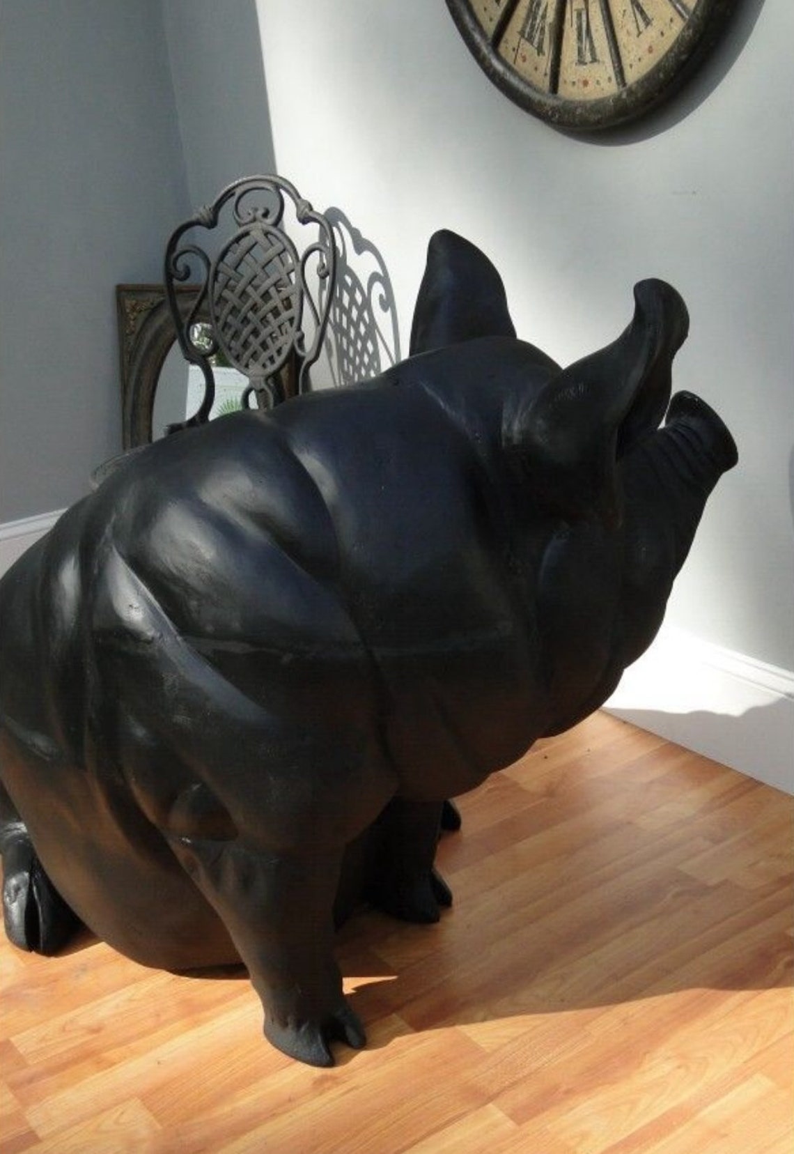 Big Pig Sculpture in Black or Pink Large Wilbur Statue Etsy