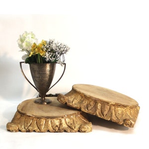 Hand Carved Wooden Pillar Base or Pedestal