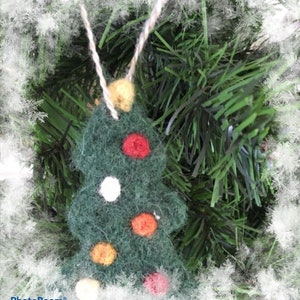 Felted Christmas tree ornament, needle felted tree ornament, Christmas gift, Christmas decoration, Set of 4