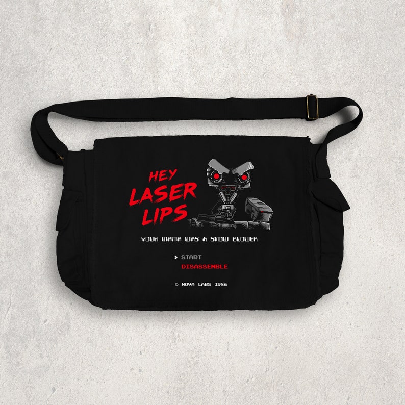 Short Circuit MESSENGER BAG Retro Gaming Laser Lips Eighties Scifi