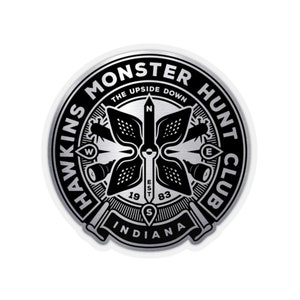 Hawkins Kiss-Cut STICKER / Upside Down / Eighties / Transparent or White