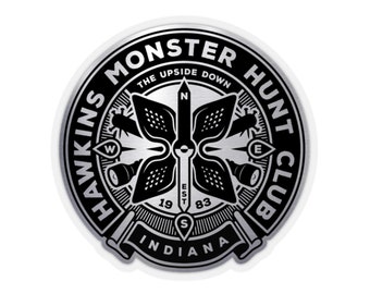 Hawkins Kiss-Cut STICKER / Upside Down / Eighties / Transparent or White