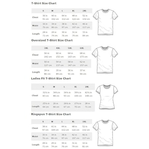 Puede incluir: Tabla de tallas de camiseta con medidas en pulgadas y cent&iacute;metros para diferentes estilos: regular, oversized, ajuste para mujer y ringspun. La tabla incluye tallas desde la S hasta la 6XL.