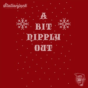 May include: A red background with white snowflakes and the text "A BIT RIPPLY OUT" in a pixelated font.