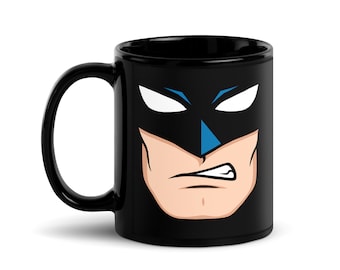 Bat Mask Black Glossy Ceramic Mug