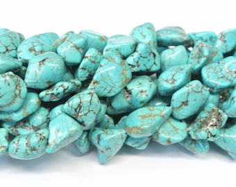 Turquoise Nuggets, Magnesite Turquoise Nugget Beads, 1 Strand (16"), 12mm, Howlite Turquoise Bubble Gum Beads, Wholesale Beads, Nuggets