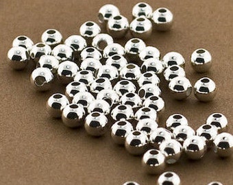 100 pcs Sterling Silver 5mm Round Seamless Smooth Beads, Sterling Silver Beads, Round Silver Beads, Sterling Silver Spacers