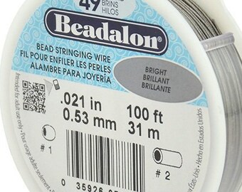 Beadalon 49 Strand Beading Wire .021 100ft Spool - Free Shipping - Beading String Tiger tail Beadalon 49 21 100 Beading Wire