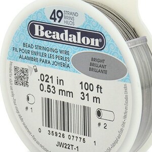 Beadalon 49 Strand Beading Wire .015 30ft 100ft Spools 49