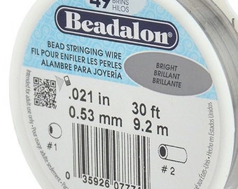 Beadalon 49 Strand Beading Wire .021 30ft Spool - Free Shipping - Beading String Tiger tail Beadalon 49 21 30 Beading Wire