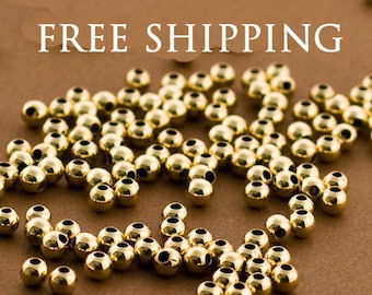 3mm Gold filled Round Beads, Gold filled beads, Seamless Gold Beads, 14k 14/20 round Beads, 100 PCS, Round gold Beads 3MM