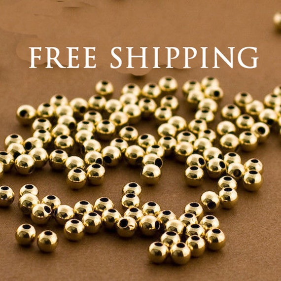 3mm Gold Filled Round Beads, 100 PCS, Seamless Gold Beads