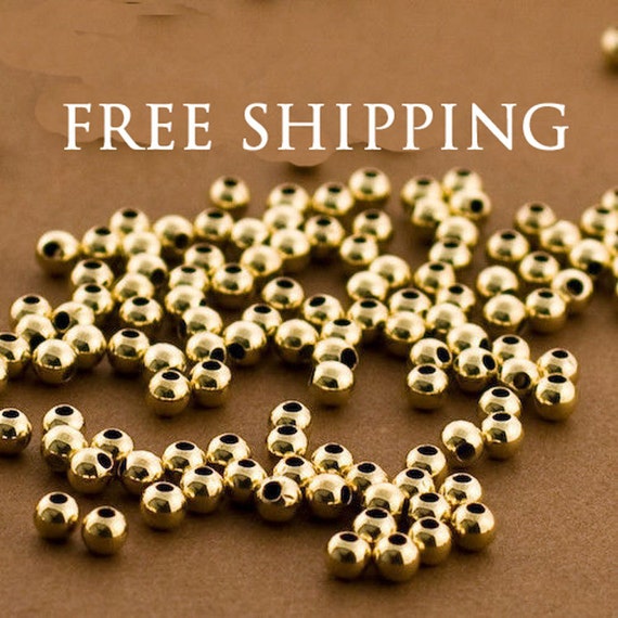 3mm Gold filled Round Beads, Big Hole, 1.2mm Hole beads, Seamless Gold Beads, 14k 14/20 round Beads, 100 PCS, Round gold Beads 3MM, GF3MMLH