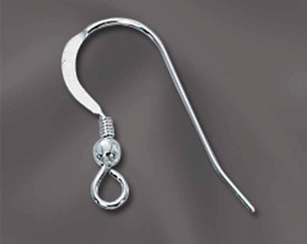 Sterling Silver Earwire, Earring findings, 10 Pairs, Earwires with Ball and Coil, Fancy earwires, Wholesale Findings, Silver Hooks, SS106