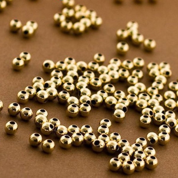 2.5mm Gold Beads, 1000pc, Gold Filled Beads, Seamless, 2.5mm Beads, Wholesale, Bulk Lot, Tiny Gold Beads, Made in USA 14/20 14kt