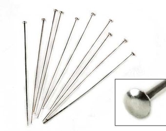 Sterling Silver Headpins, 22 GA Sterling Silver Head Pins, 2.5", 50pcs, Earring Findings, Silver Headpin, Head Pin 22GA, Domed Head Pin