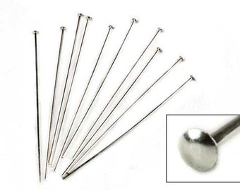 Sterling Silver Headpins, 22 GA Sterling Silver Head Pins, 2", 100pcs, Earring Findings, Silver Headpin, Head Pin 22GA, Domed Head Pin