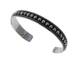 Sterling Silver Braided Cuff with Milgrain, 925, Silver Cuff, Milgrain Bracelet , B12317