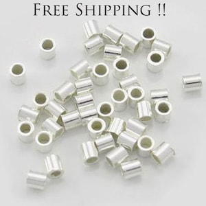 Sterling Silver Crimps, 2mm Crimp Beads, Sterling Silver .925 Crimp Beads, 100pcs, Crimps Tubes, USA, Sterling Silver Crimps, Crimp Tubes