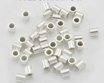 Sterling Silver Crimps, 2mm Crimp Beads, Sterling Silver .925 Crimp Beads, 100pcs, Crimps Tubes, USA, Sterling Silver Crimps, Crimp Tubes