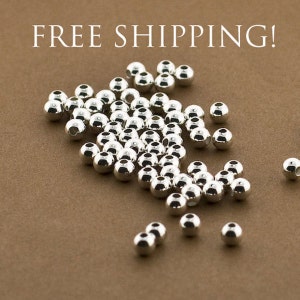 100- Sterling Silver, 4mm, Round Seamless Smooth Beads, 925 Sterling Silver, Genuine Sterling, Polished Round, Seamless, wholesale Beads