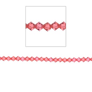4mm Crystal Bicone Beads, 100 pieces, Padparadscha, Genuine Swarovski Crystal Beads, #5301 or #5328 Cone Shaped Crystals, Wholesale Lots