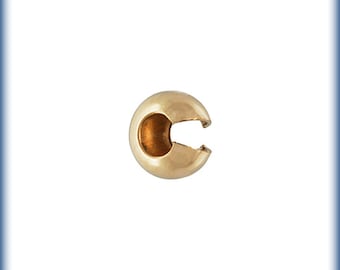 14K Gold Filled 4mm Crimp Bead Covers Pack of 50 pcs - 14/20 Gold Crimp Cover, Gold Fill Findings