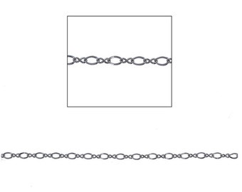 May include: A silver chain with a delicate, oval-shaped link design.