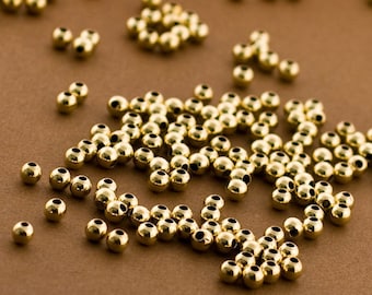2mm Gold filled Round Beads, Gold filled beads, Seamless Gold Beads, 14k 14/20 round Beads, 100 PCS, Round gold Beads 2MM