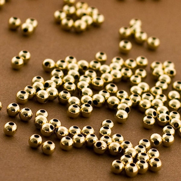 2mm Gold filled Round Beads, 1000pc, Gold filled beads, Seamless Gold Beads, 14k 14/20 round Beads,  Round gold Beads 2MM, Wholesale Lot