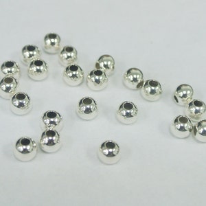 50 Sterling Silver 4mm Round Seamless Smooth Beads 4mm Sterling Silver Beads, Polished Round, Small .925 Sterling Silver Beads image 2