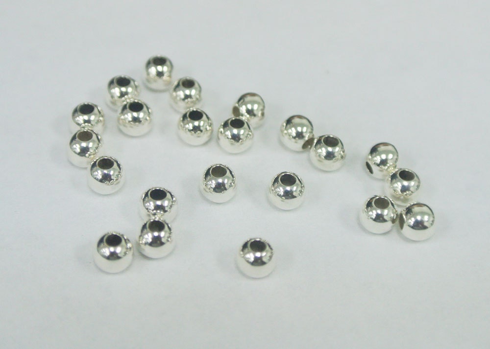 200 Sterling Silver 4mm Round Seamless Smooth Beads 4mm Etsy