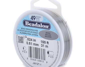 Beadalon 49 Strand Beading Wire .024 100ft Spool - Free Shipping - Beading String Tiger tail Beadalon 49 24 100 Beading Wire