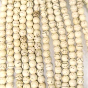 8mm round Beads, White Magnesite Beads, Howlite round beads, White / Cream beads for Jewelry Design, Wholesale Bead image 2