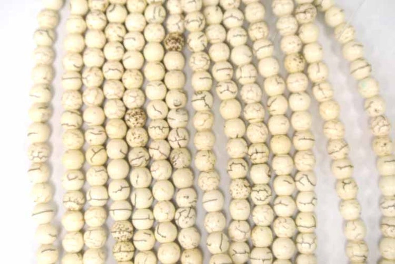 8mm round Beads, White Magnesite Beads, Howlite round beads, White / Cream beads for Jewelry Design, Wholesale Bead image 2