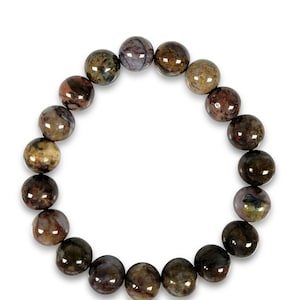 Pietersite Natural Stone Elastic bracelet, Neutral shades of Brown, Genuine stone, 7.5 inch Polished beads, unisex, healing stones