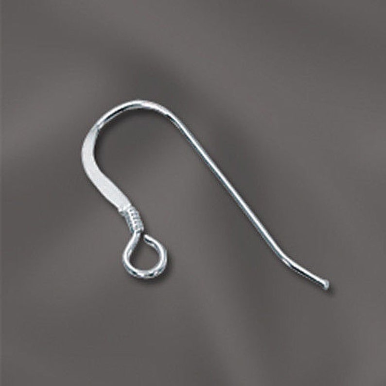 Sterling Silver Ear Wires, Silver Earring Hooks, Coil Earwire, Fish Hooks for Making Earrings, 25 PAIR of Sterling Ear Wires, Wholesale image 2