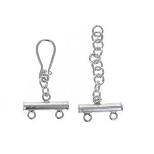 Sterling Silver, 2 Strand S Hook Clasp, 20mm Tubes, 1.25 inch Extension, Jewelry Finding, Assorted Clasps, 5mm Beads, TG1992